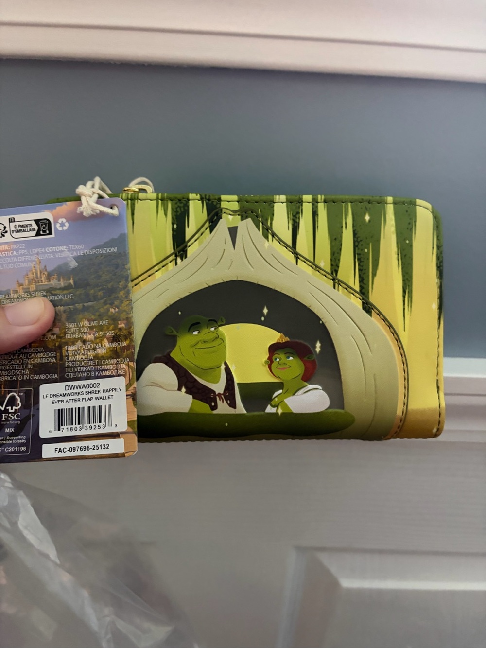 Loungefly Green and Cream Shrek Zip-Around / open Wallet